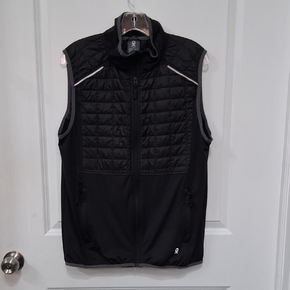 Men's Black Quilted Vest with Gray Details